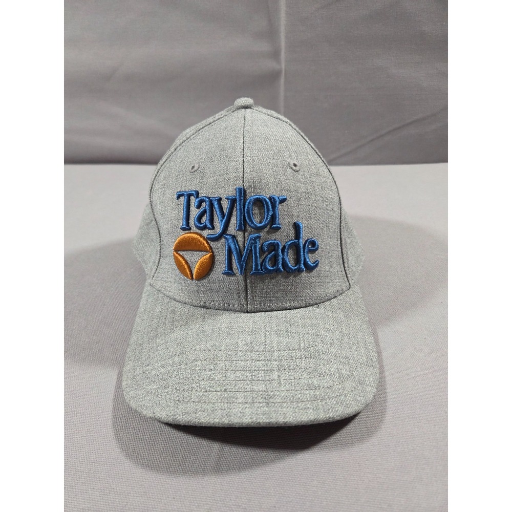 Taylor Made Hat Mens Small Medium Gray Blue Golf Flex Cap Wool Blend